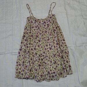 Olivaceous Women's S Tunic Dress Floral Adjustable Straps Lined Tiered Peasant